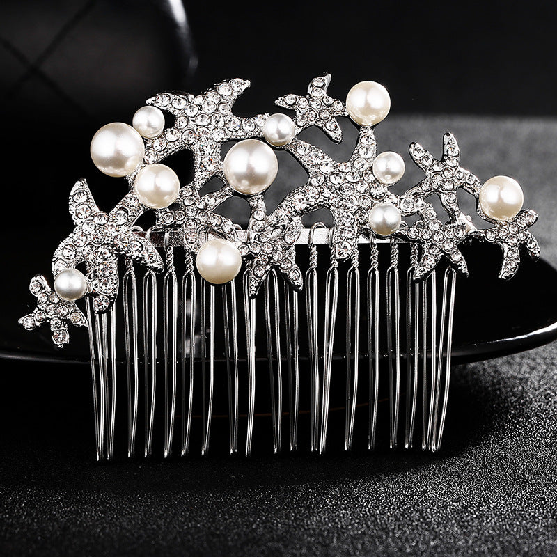 European and American Classic Bridal Hair Accessories Alloy Rhinestone Insert Comb High-end Wedding Banquet Hair Styling Accessories Retro Hair Comb for Women