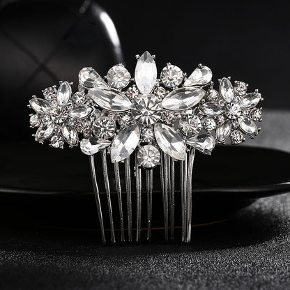 European and American Classic Bridal Hair Accessories Alloy Rhinestone Insert Comb High-end Wedding Banquet Hair Styling Accessories Retro Hair Comb for Women