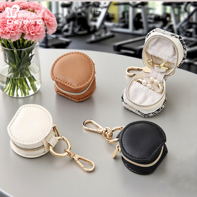 Liuvelle Mini Leather Jewelry Box for Ring Storage and Organizing