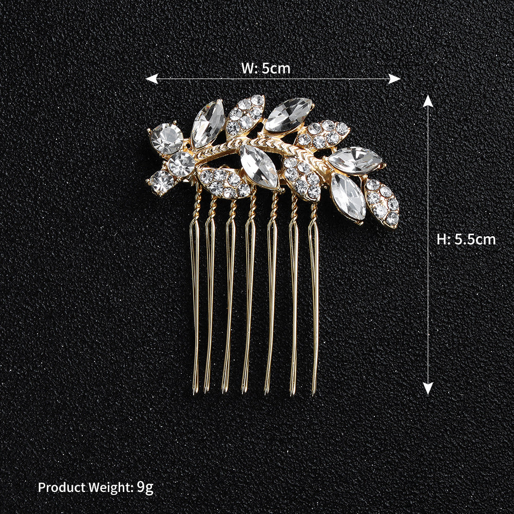 European and American Classic Bridal Hair Accessories Alloy Rhinestone Insert Comb High-end Wedding Banquet Hair Styling Accessories Retro Hair Comb for Women