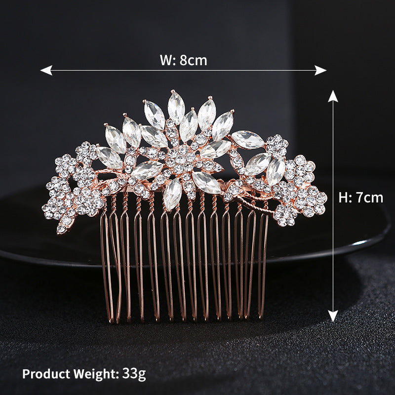 European and American Classic Bridal Hair Accessories Alloy Rhinestone Insert Comb High-end Wedding Banquet Hair Styling Accessories Retro Hair Comb for Women