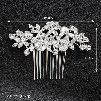 European and American Classic Bridal Hair Accessories Alloy Rhinestone Insert Comb High-end Wedding Banquet Hair Styling Accessories Retro Hair Comb for Women