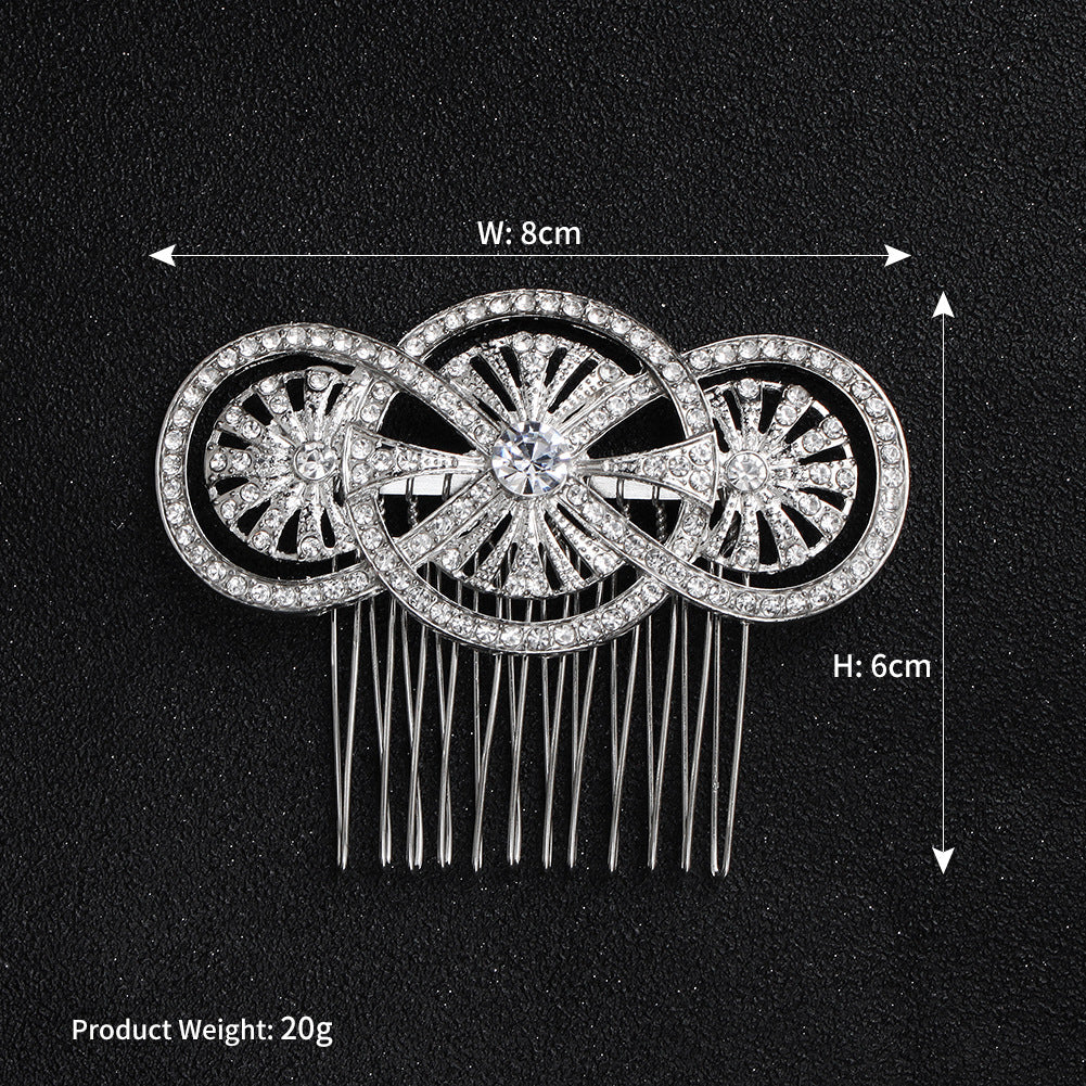 European and American Classic Bridal Hair Accessories Alloy Rhinestone Insert Comb High-end Wedding Banquet Hair Styling Accessories Retro Hair Comb for Women