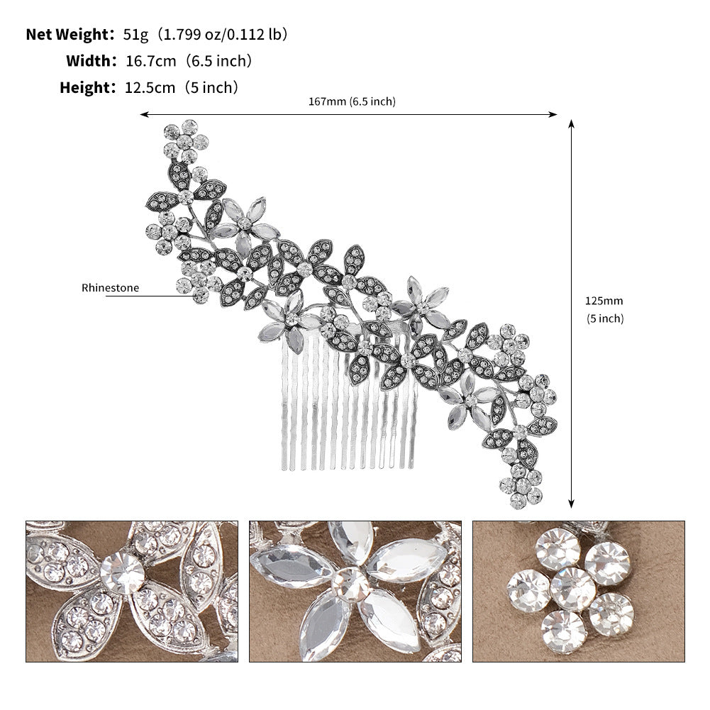 European and American Classic Bridal Hair Accessories Alloy Rhinestone Insert Comb High-end Wedding Banquet Hair Styling Accessories Retro Hair Comb for Women