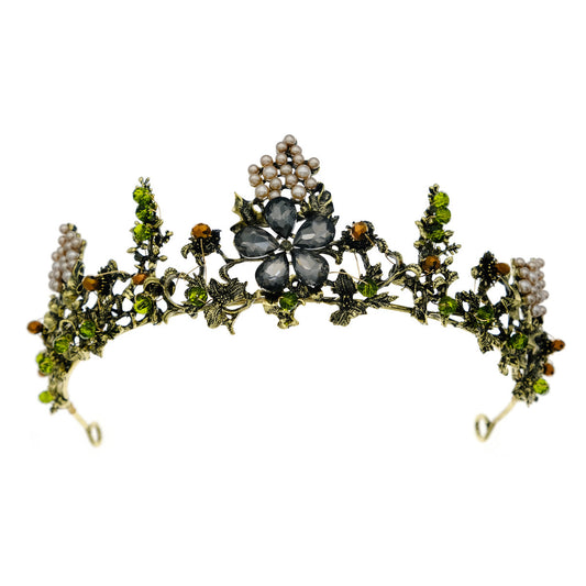 LIUVELLE Forest Style Pearl Bridal Crown – Elegant Wedding Hair Accessory