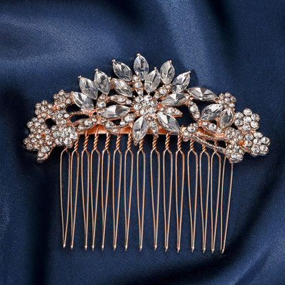 European and American Classic Bridal Hair Accessories Alloy Rhinestone Insert Comb High-end Wedding Banquet Hair Styling Accessories Retro Hair Comb for Women