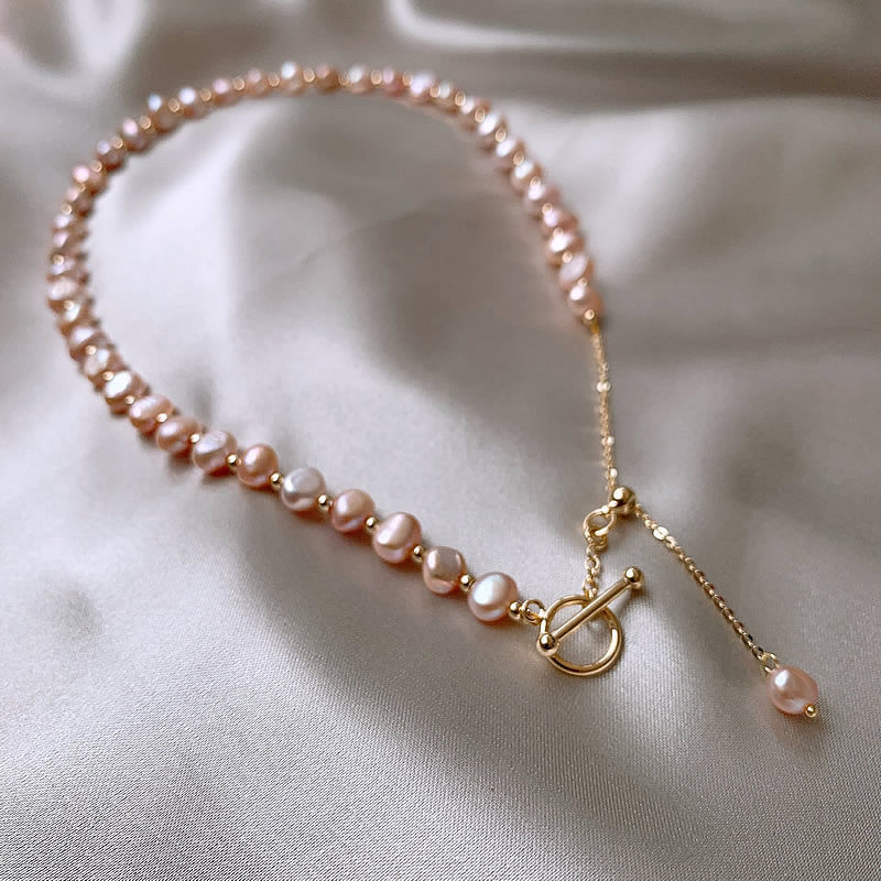 Liuvelle Pink Pearl Necklace – Elegant Luminous Natural Pearls