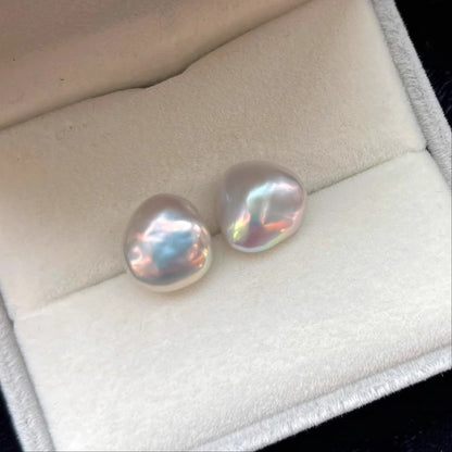 Liuvelle Irregular Baroque Pearl Stud Earrings – 925 Silver Minimalist Style