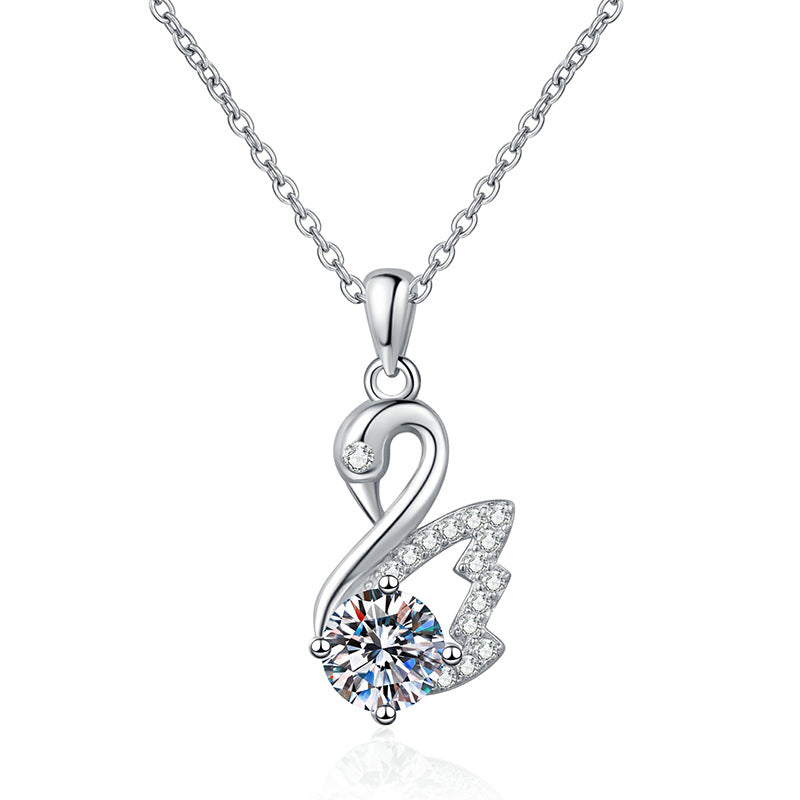 Liuvelle Swan Necklace – Elegant 1 Carat Diamond Swan Pendant, Luxury Fine Jewelry Gift for Women