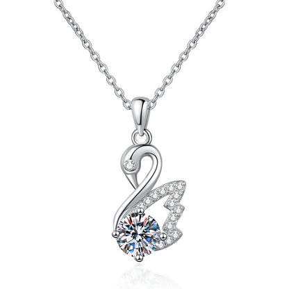 Liuvelle Swan Necklace – Elegant 1 Carat Diamond Swan Pendant, Luxury Fine Jewelry Gift for Women
