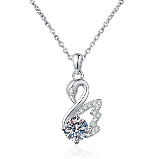 Liuvelle Swan Necklace – Elegant 1 Carat Diamond Swan Pendant, Luxury Fine Jewelry Gift for Women