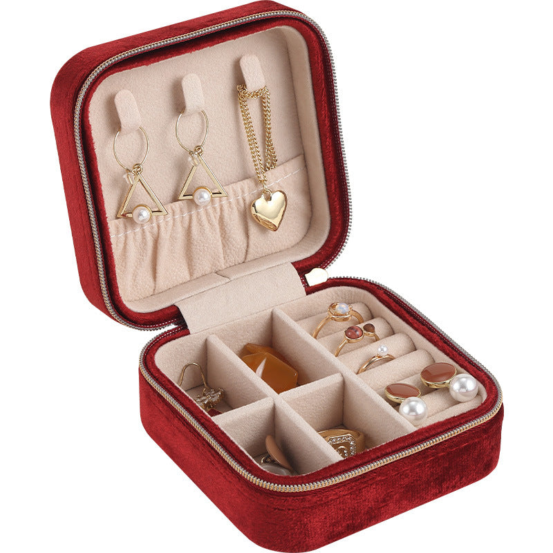 Liuvelle Travel Jewelry Organizer - Portable Flannel Accessory Box for Travel