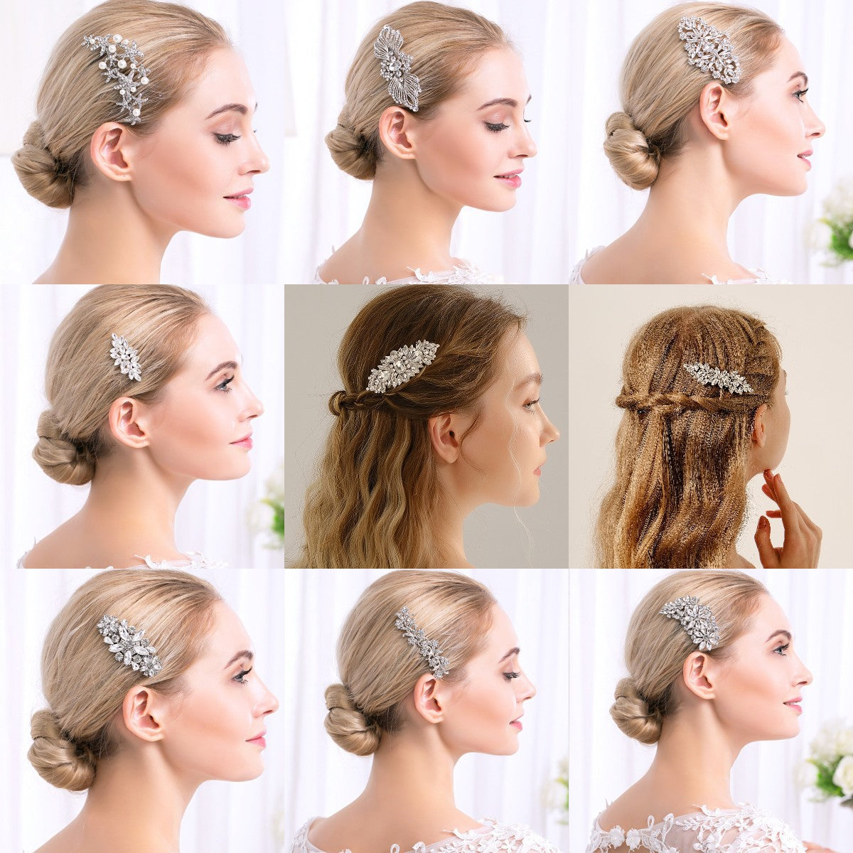 European and American Classic Bridal Hair Accessories Alloy Rhinestone Insert Comb High-end Wedding Banquet Hair Styling Accessories Retro Hair Comb for Women