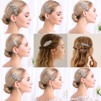 European and American Classic Bridal Hair Accessories Alloy Rhinestone Insert Comb High-end Wedding Banquet Hair Styling Accessories Retro Hair Comb for Women