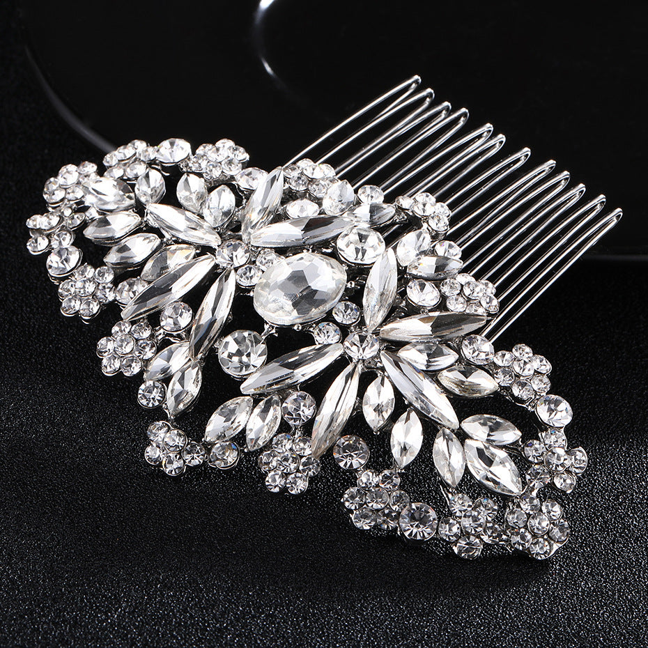 European and American Classic Bridal Hair Accessories Alloy Rhinestone Insert Comb High-end Wedding Banquet Hair Styling Accessories Retro Hair Comb for Women
