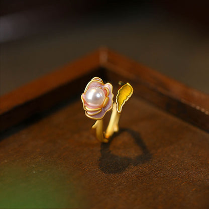 Liuvelle Pearl Rose Ring Monet Garden Series Women's Light Luxury French Handmade High-end French Jewelry Gift