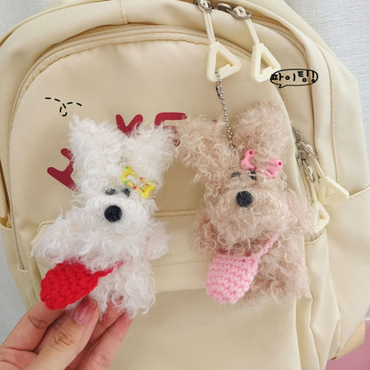 LIUVELLE Scrawled Curly Dog Plush Keychain