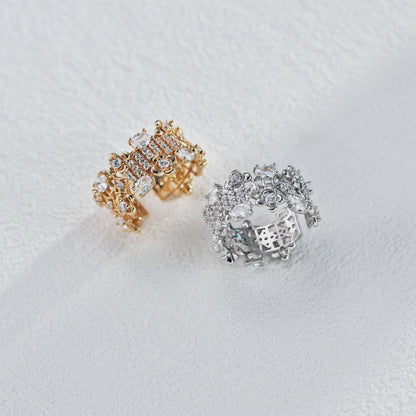 S925 Silver Cubic Zirconia Ring - Adjustable