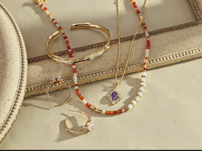 925 Silver Palace Style Amethyst Necklace