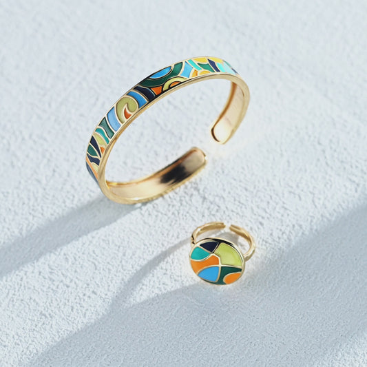 S925 Silver Enamel Bracelet (Adjustable)