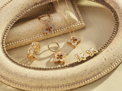 925 Silver Cubic Zirconia Four Leaf Clover Earrings