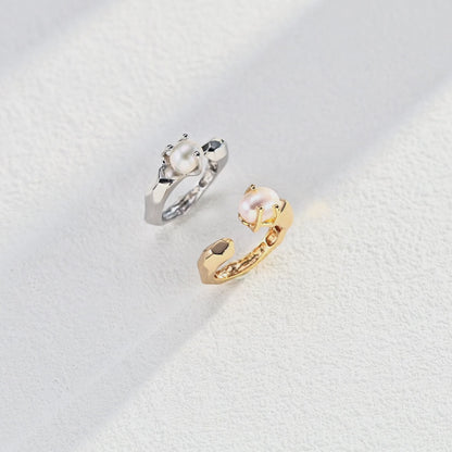S925 Silver Minimalist Natural Pearl Ring